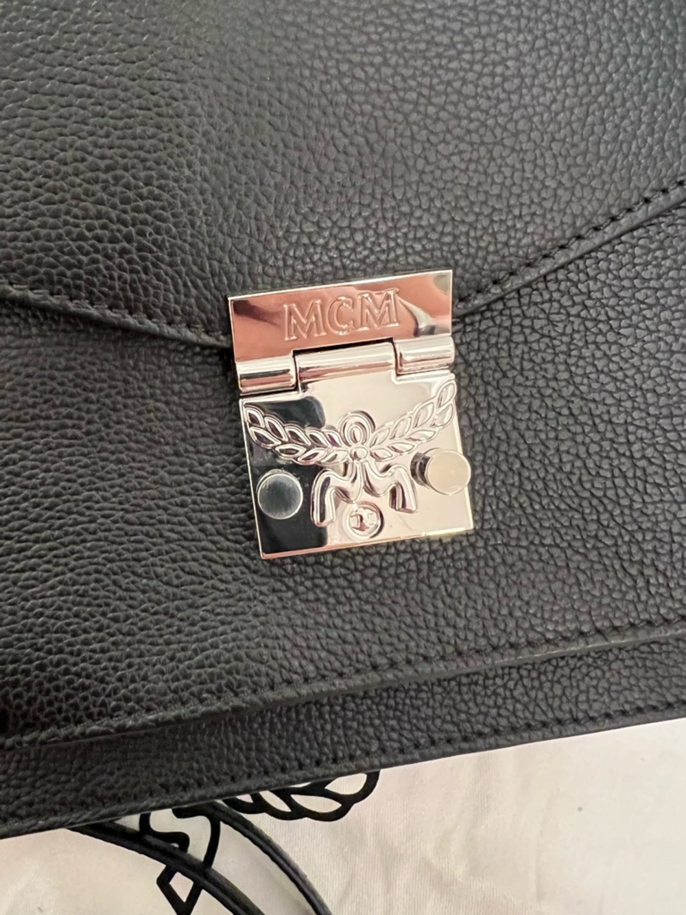 MCM Patricia Pocket Satchel in Black Grained Leather - Picture 6 of 10